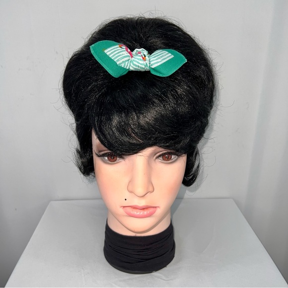 Flamingo and Stripes Retro Bandana Knotted Hair Bow - Picture 2 of 11